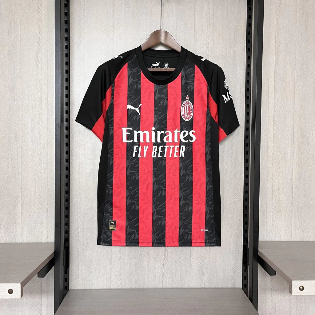 Camisa AC Milan Home I 2025/26 Puma Torcedor Masculina - Preta e Vermelha