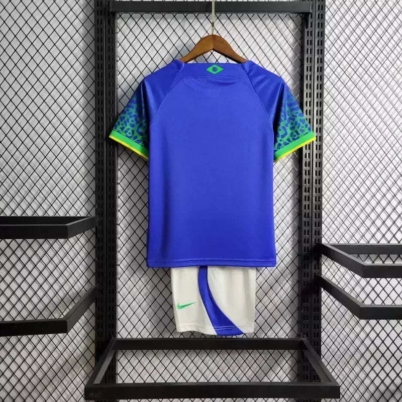 Kit Infantil Brasil Away (2) 2022/23 Nike - Azul/Branco