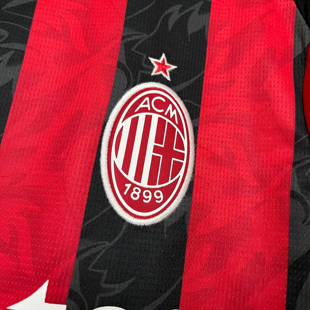 Camisa AC Milan Home I 2025/26 Puma Torcedor Masculina - Preta e Vermelha