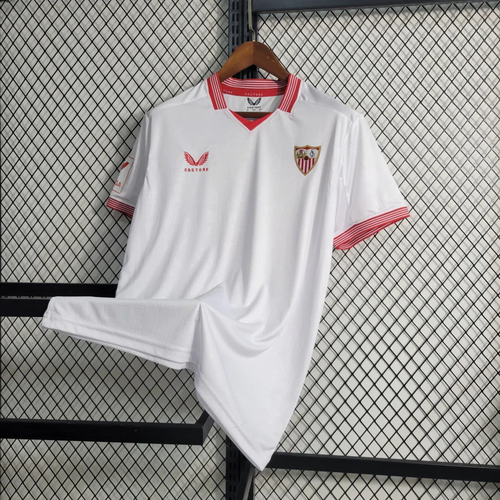 Camisa Sevilla Home I 2023/24 Castore Torcedor Masculina - Branca