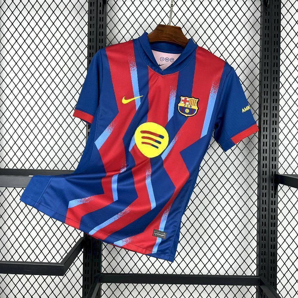 Camisa Barcelona Fourth IV 2025/26 Nike Torcedor Masculina - Grená e Azul