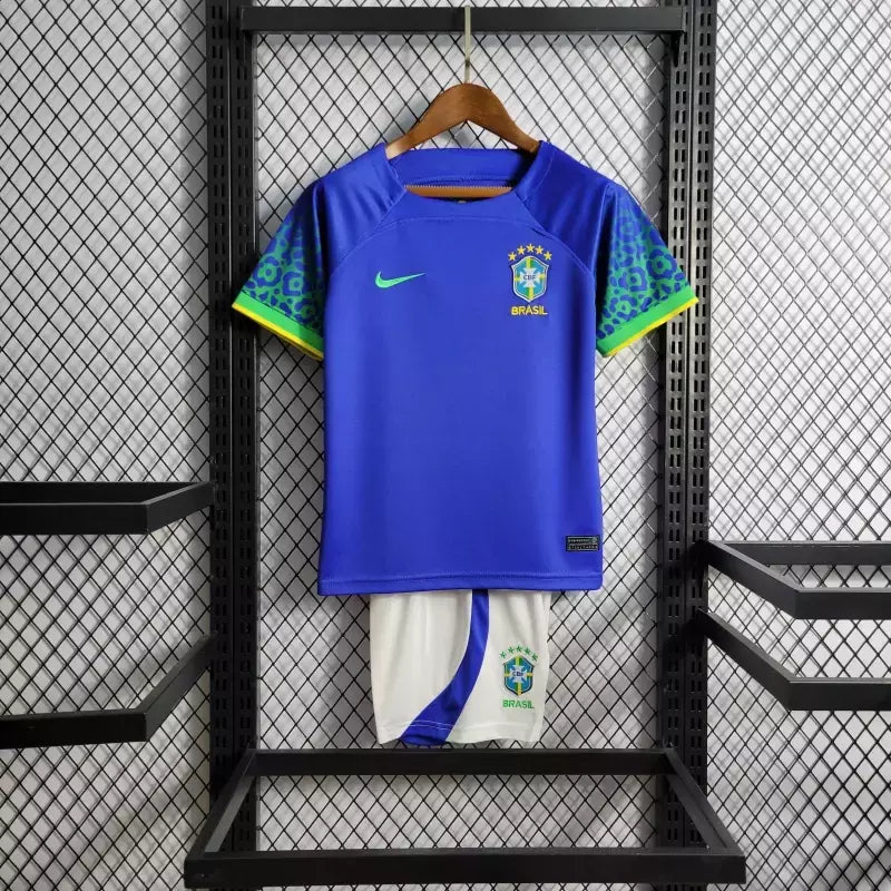 Kit Infantil Brasil Away (2) 2022/23 Nike - Azul/Branco