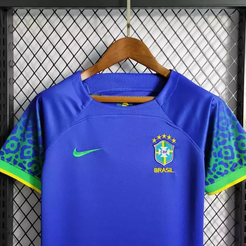 Kit Infantil Brasil Away (2) 2022/23 Nike - Azul/Branco