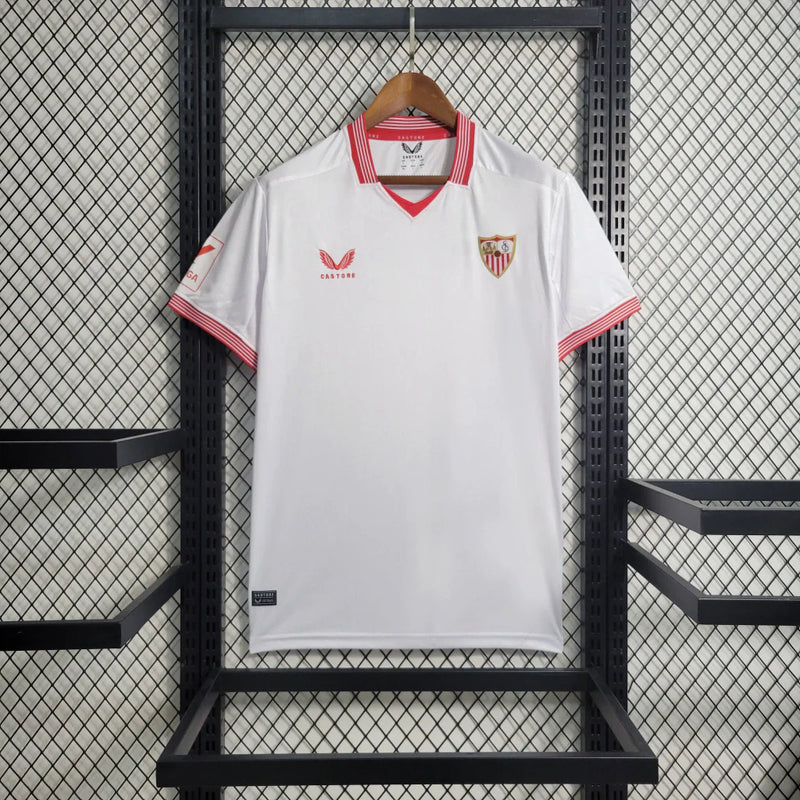 Camisa Sevilla Home I 2023/24 Castore Torcedor Masculina - Branca